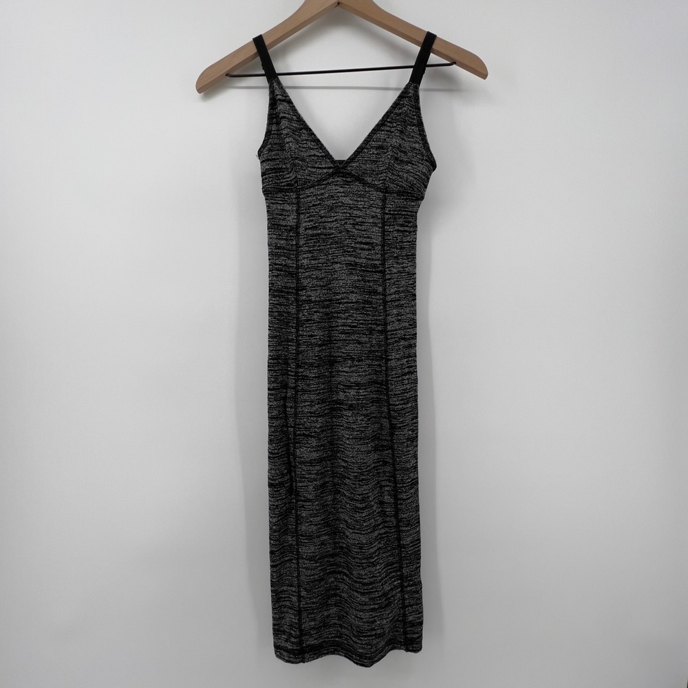 Aritizia Wilfred Free V-Neck Spaghetti Strap Slip Dress Black‎ Gray Women XS